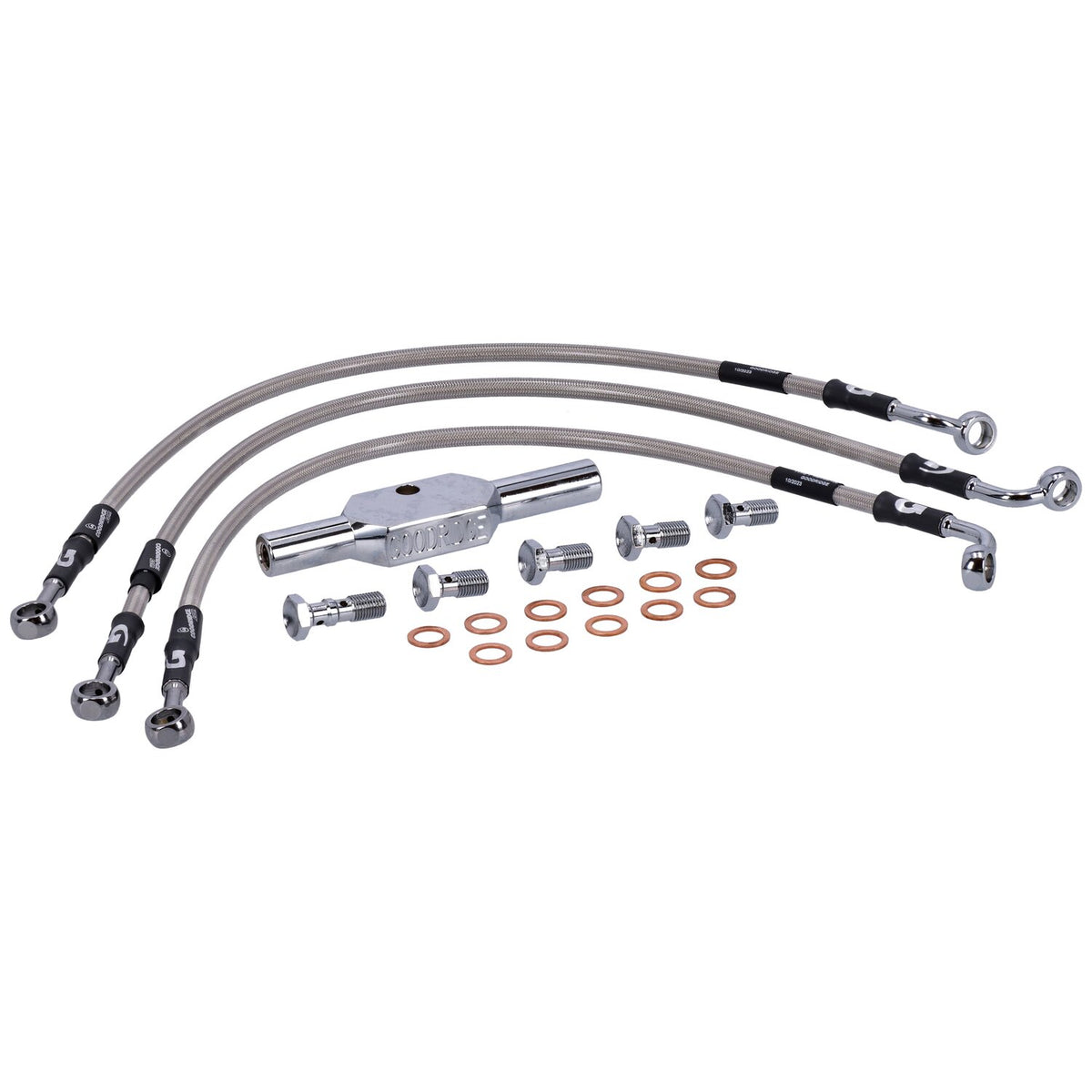 MCS by Goodridge brake line front, stainless clear coated