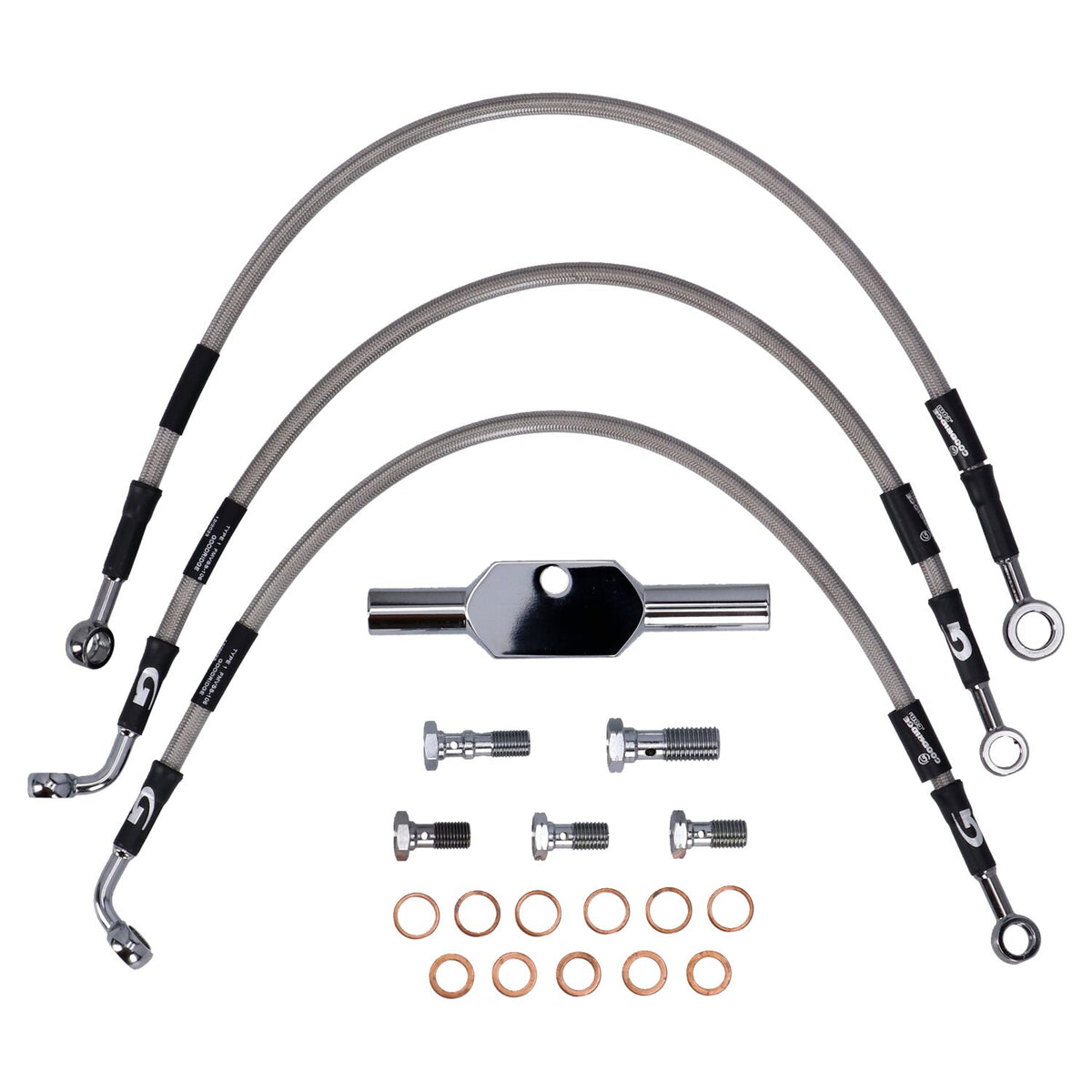 MCS by Goodridge brake line front, stainless clear coated