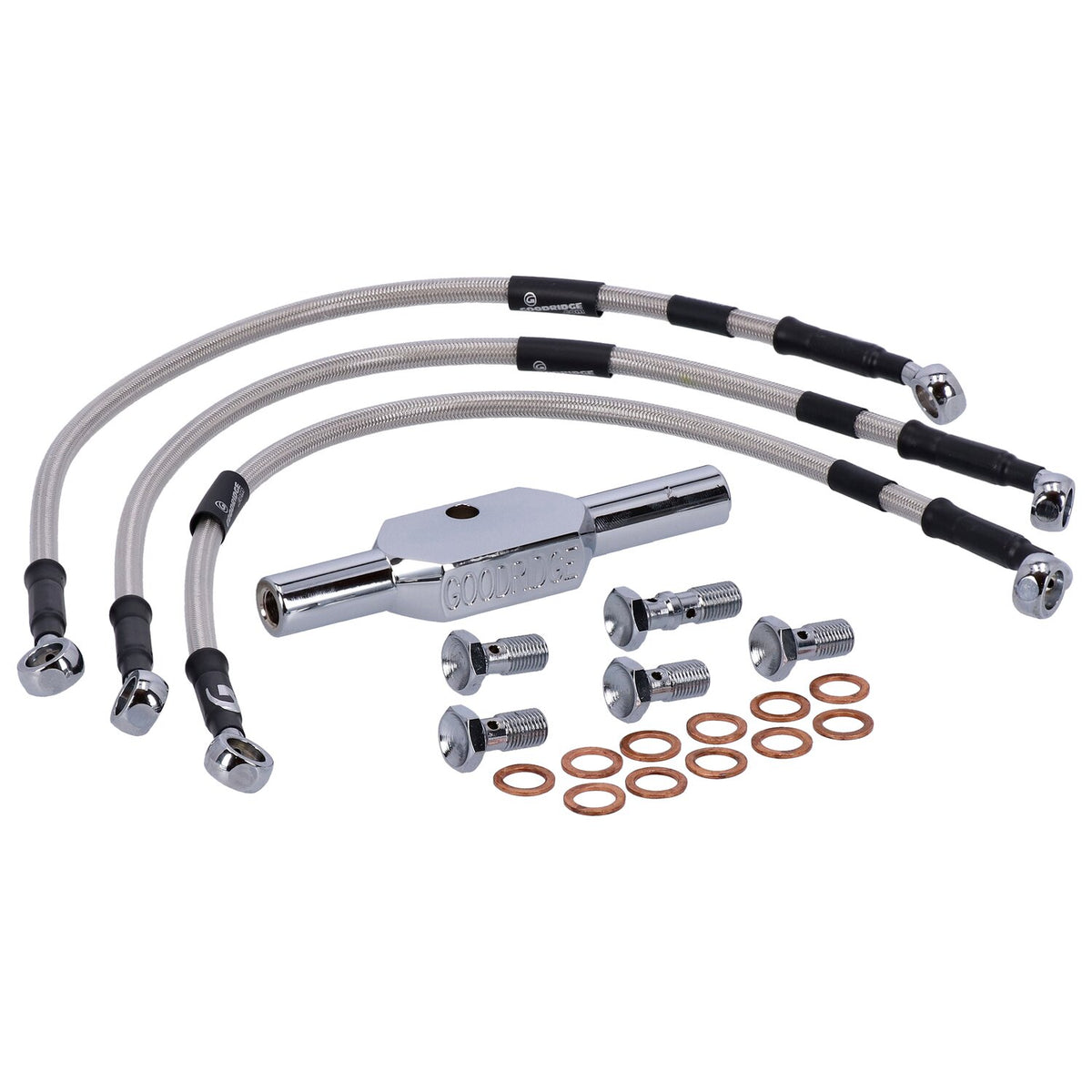 MCS by Goodridge brake line front, stainless clear coated