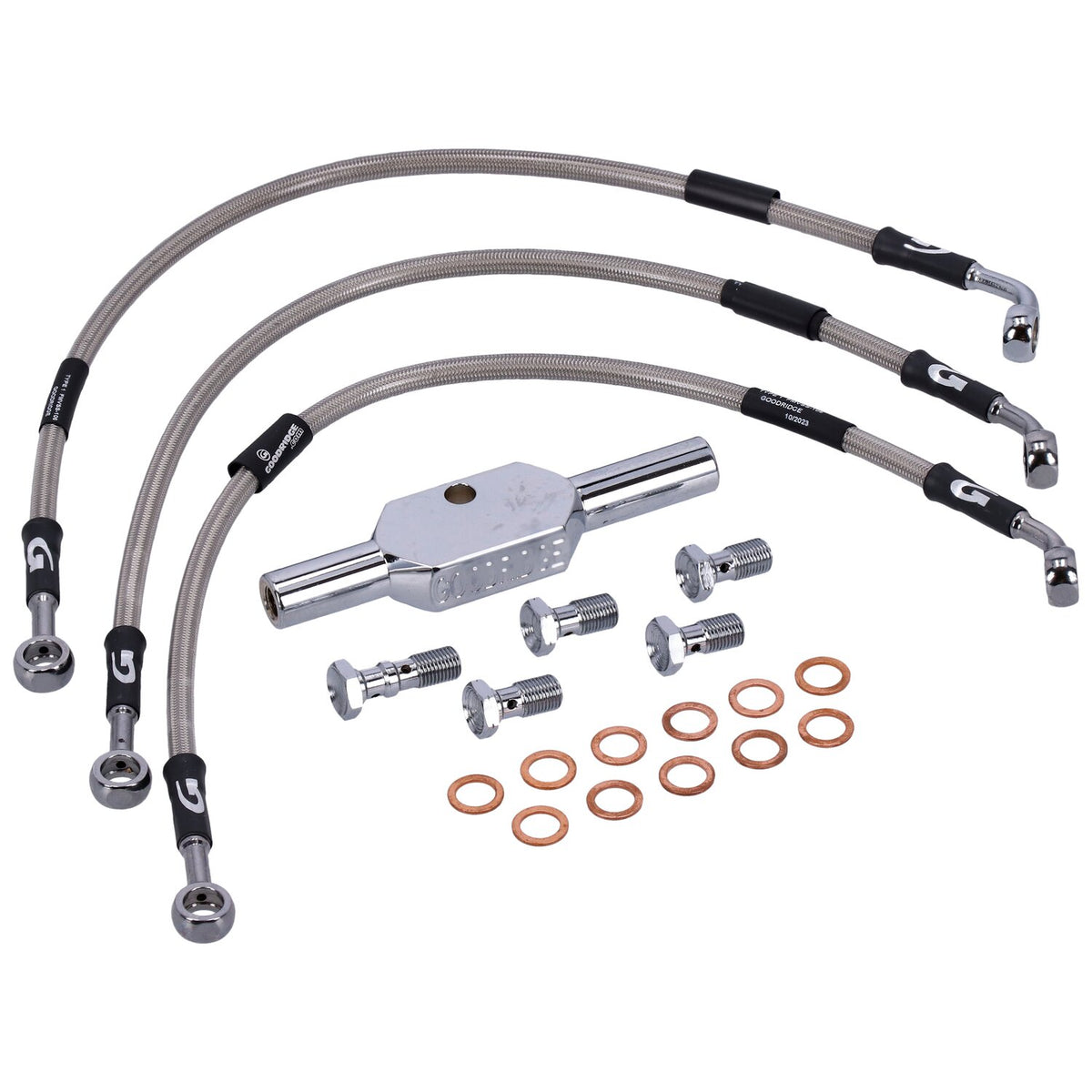 MCS by Goodridge brake line front, stainless clear coated