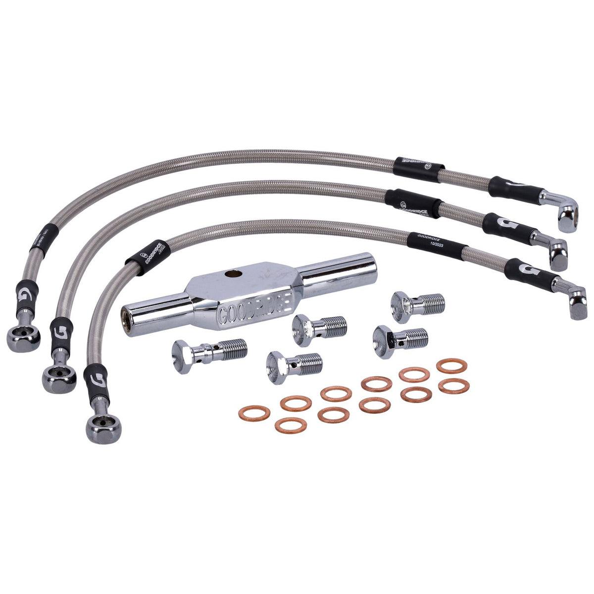 MCS by Goodridge brake line front, stainless clear coated
