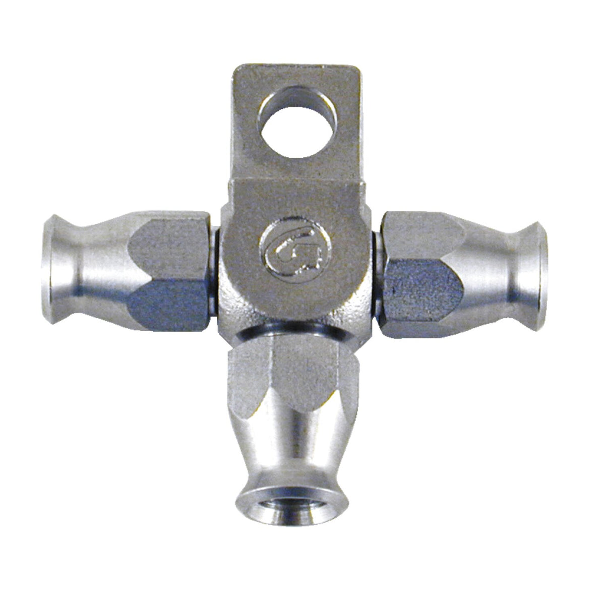 Goodridge t- fitting, 3 hose ends. High polished SS