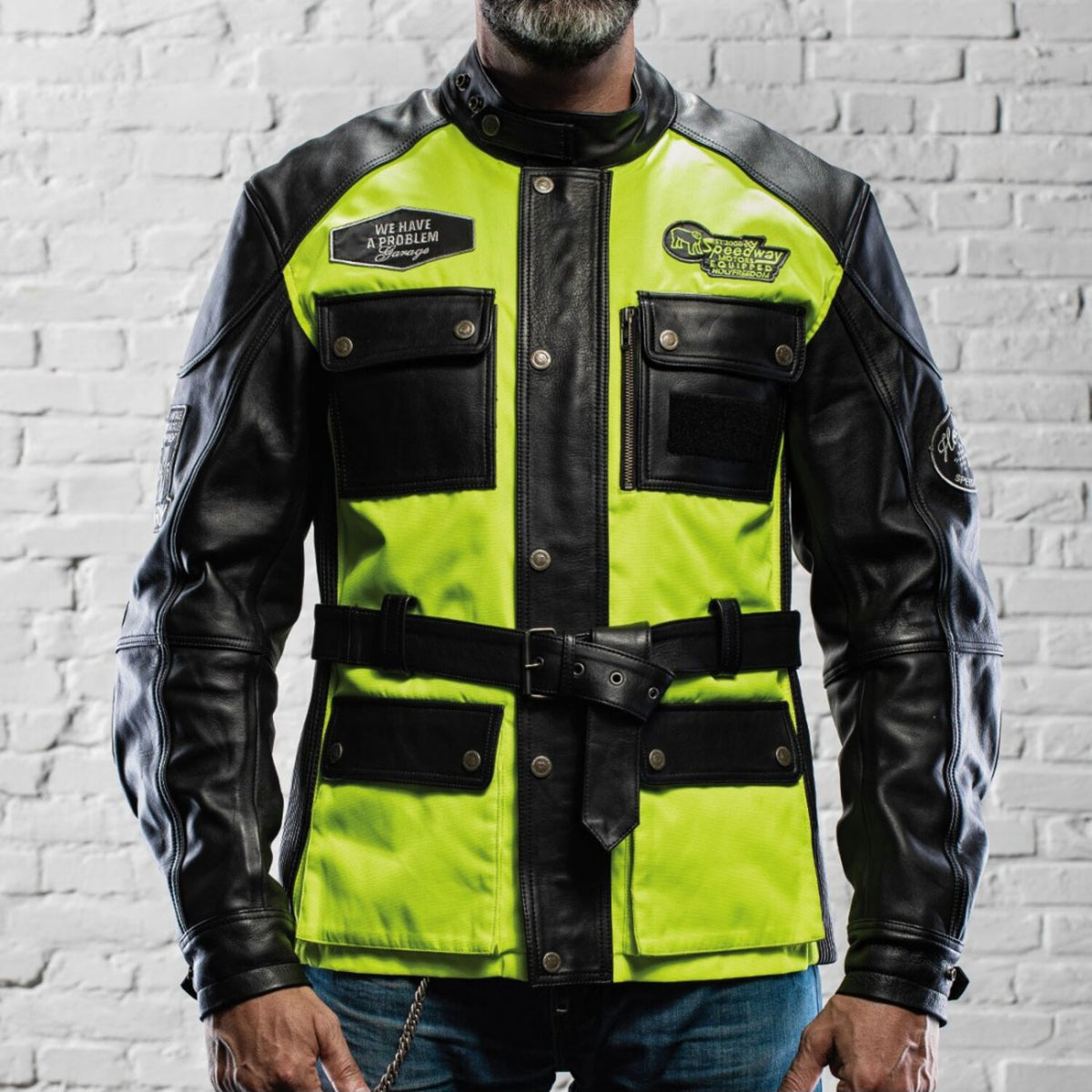 Holy Freedom Quattro Vision leather jacket black/fluo yellow