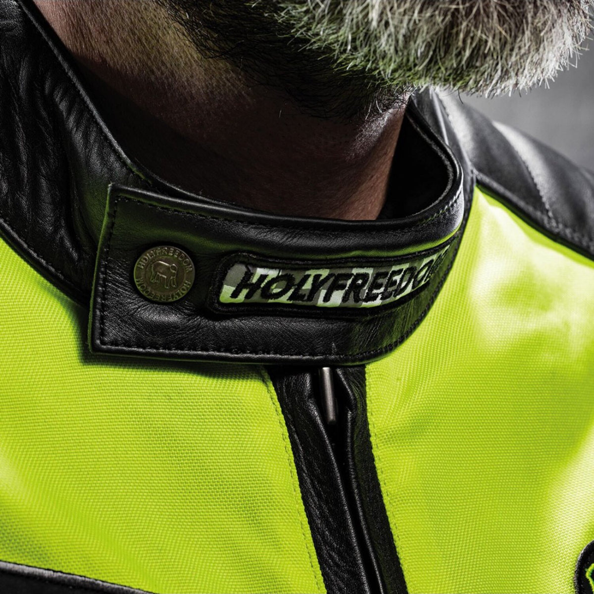 Holy Freedom Zero Vision leather jacket black/fluo yellow