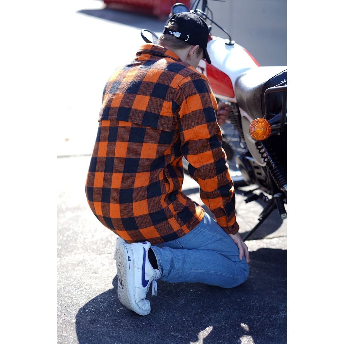 Lumberjack flannel shirt checkered orange/black
