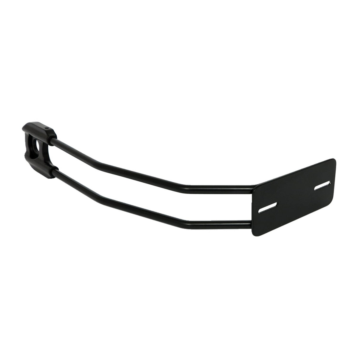 Behind tire license plate holder, axle mount. Black