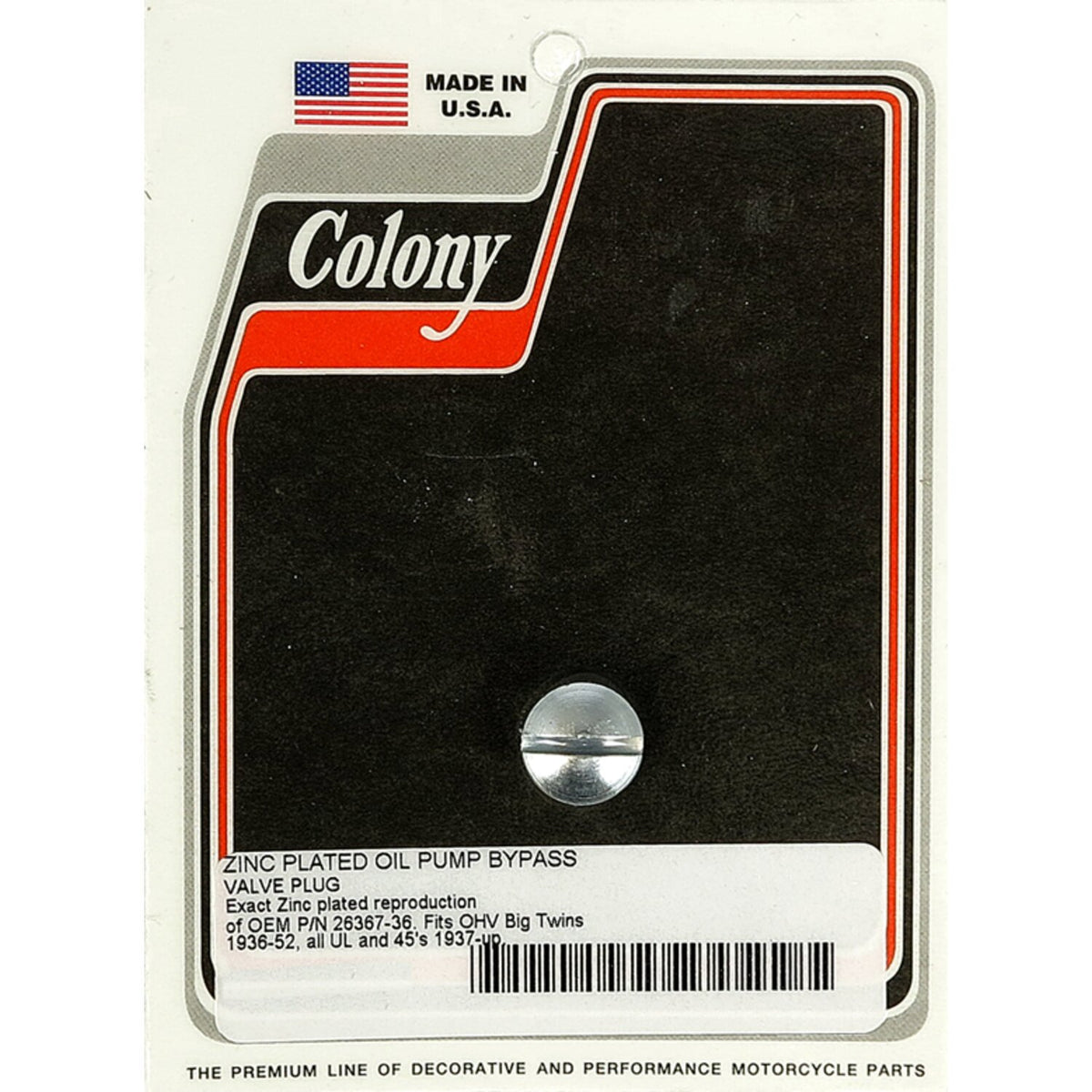 Colony bypass plug, oil pump
