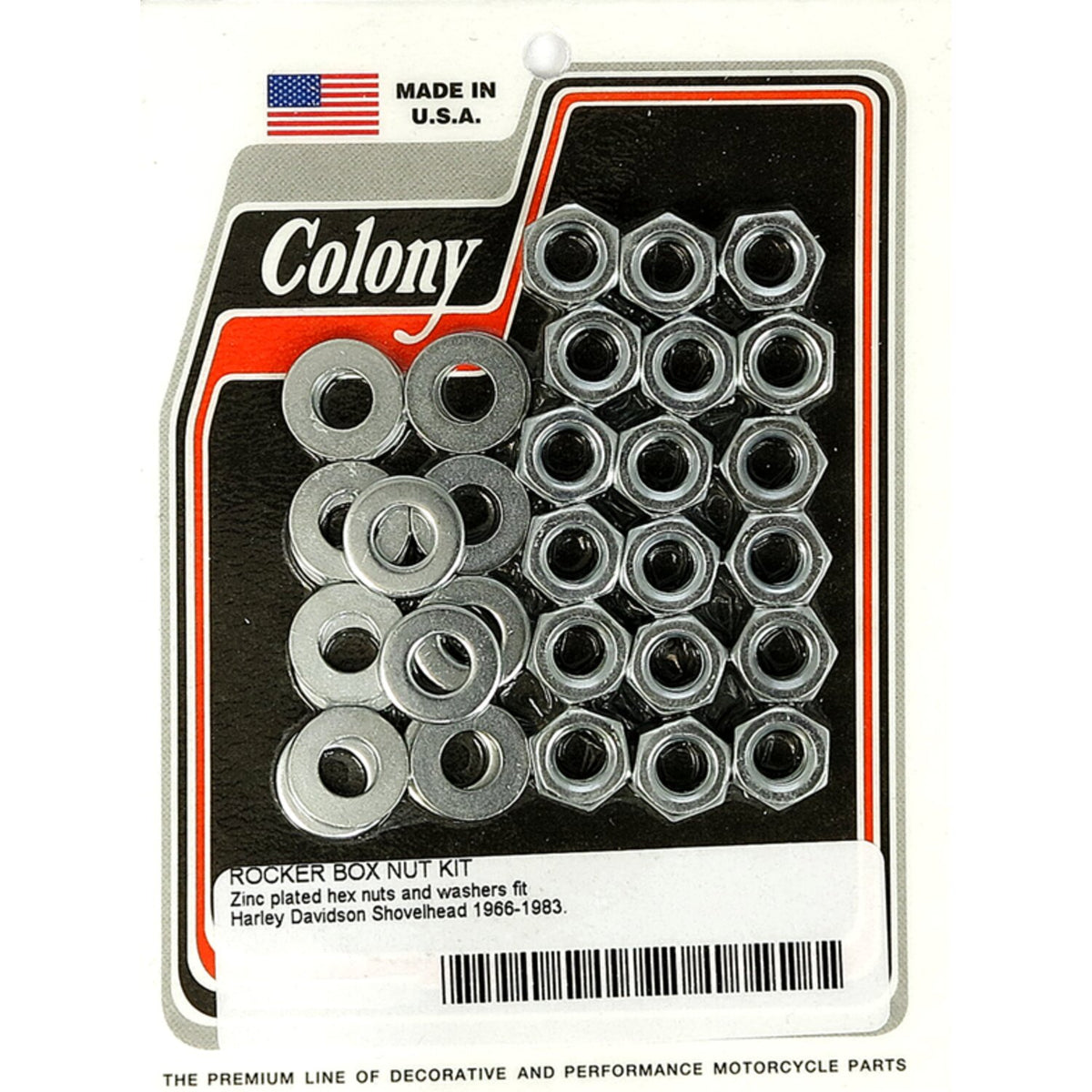 Colony, Shovel rocker box top nut kit. Zinc, OEM style
