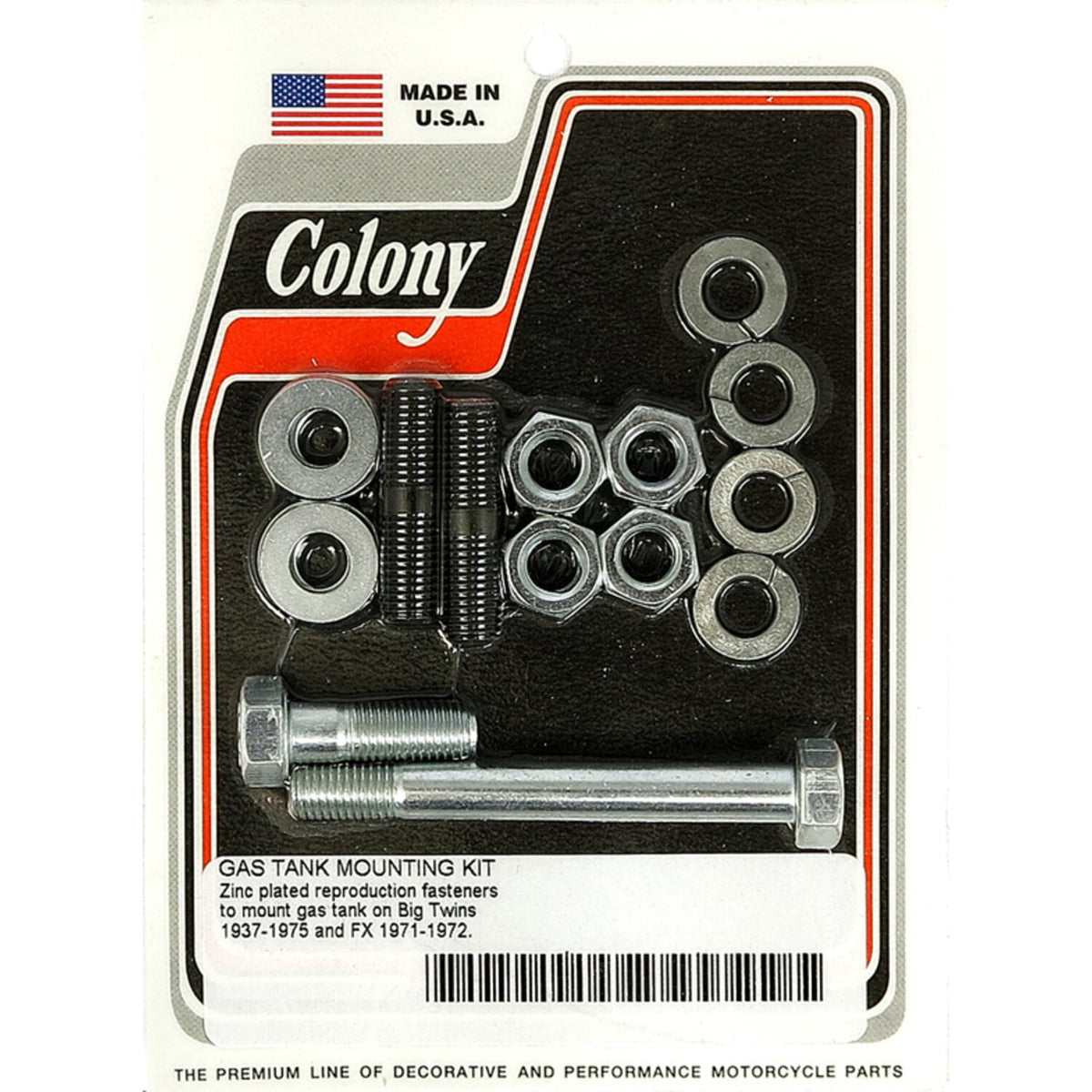 Colony. 37-75 gas tank mount kit. Zinc