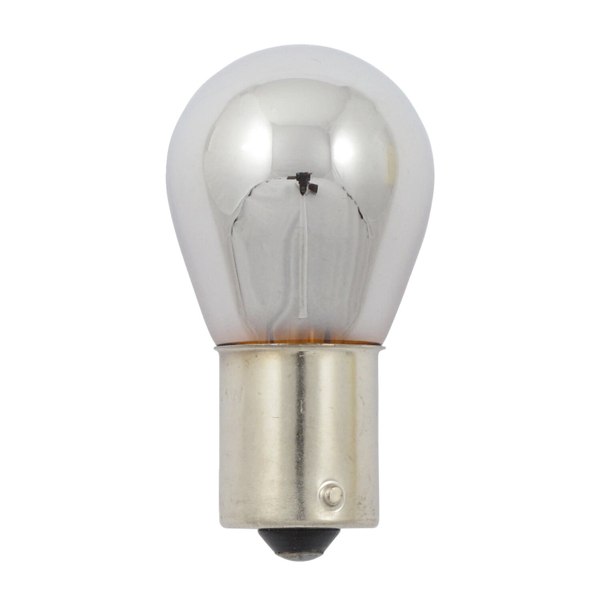 Light bulb #1156. 12v 21w. Amber glass/chrome