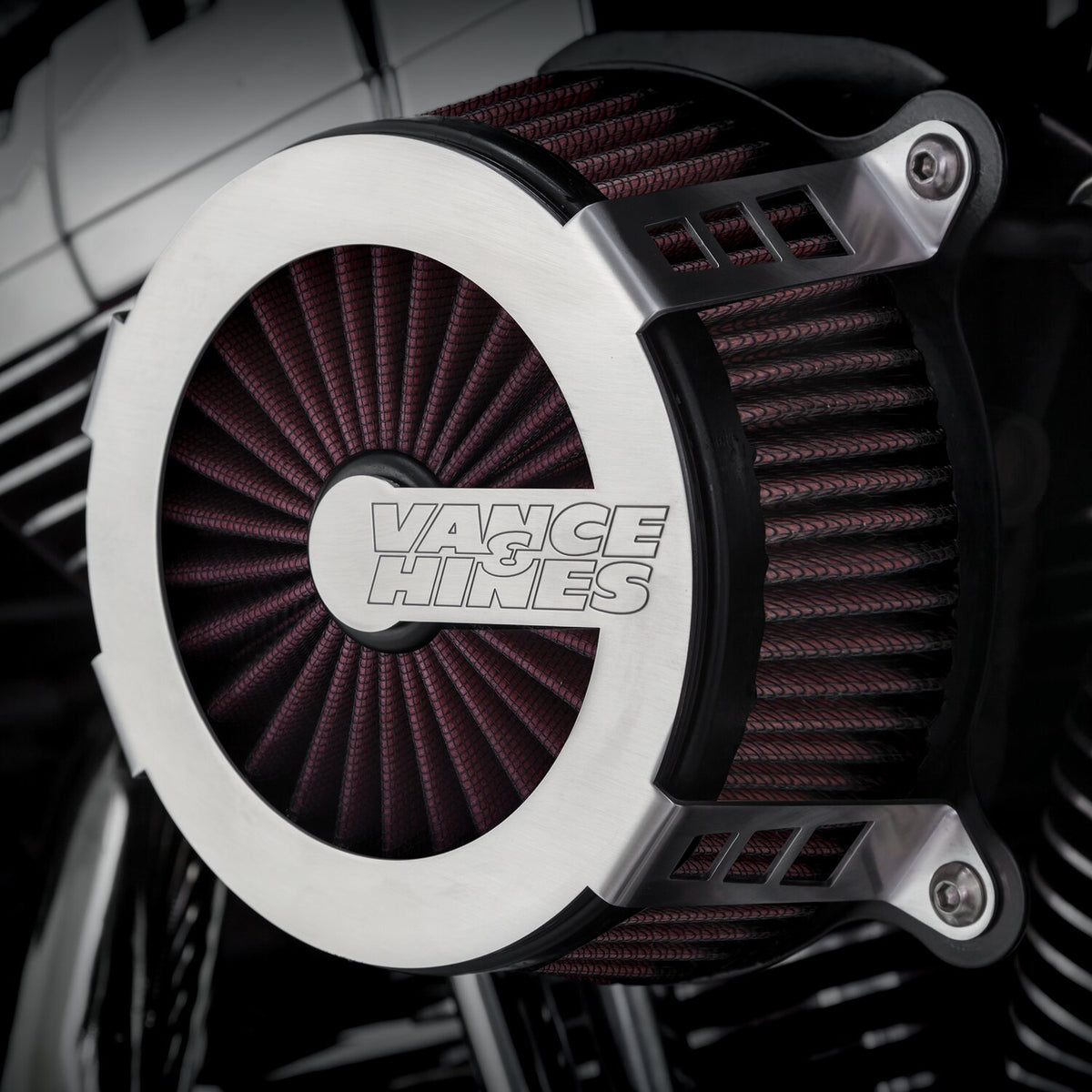 Vance & Hines, VO2 Cage fighter air cleaner kit. brushed sta