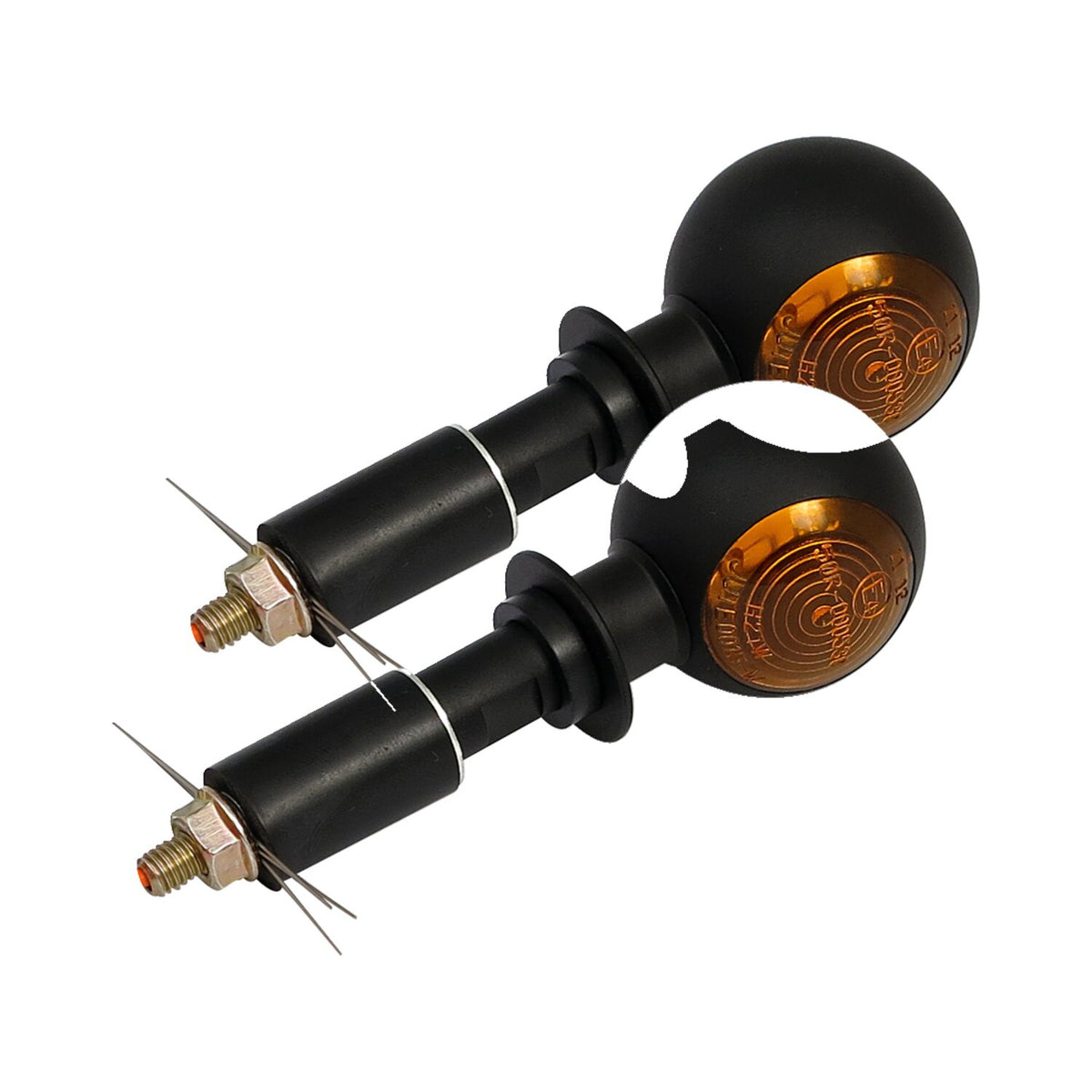 Mini bulls-eye, in-bar turn signals. Black