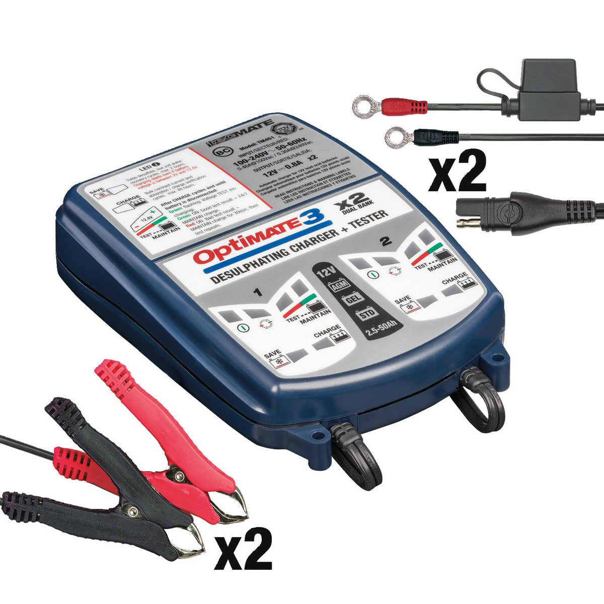 Tecmate OptiMATE 3 x 2 12V battery charger