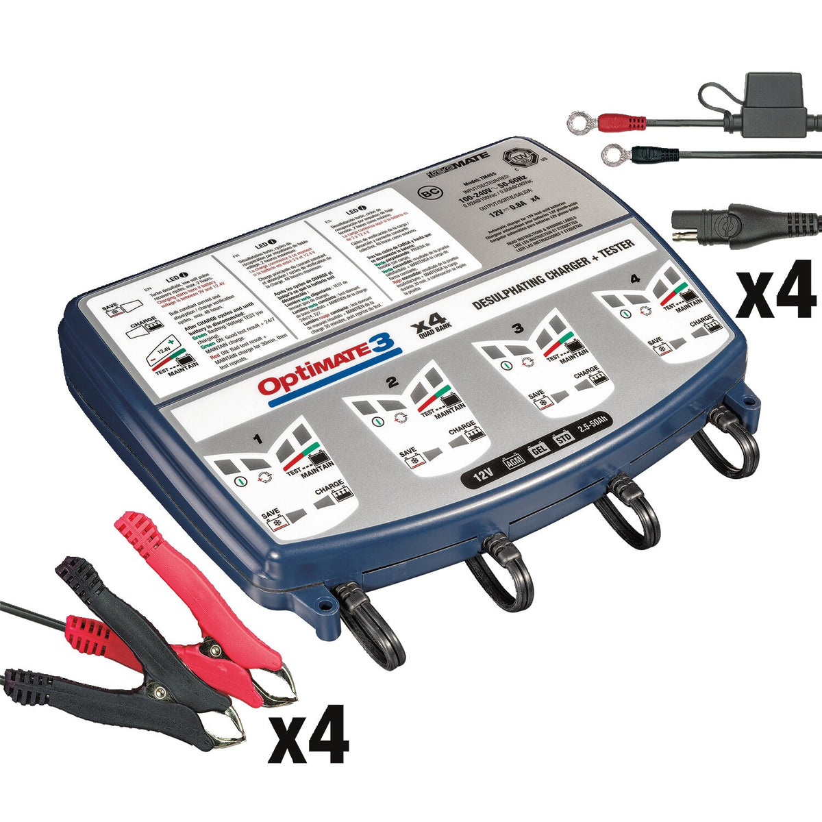 Tecmate OptiMATE, 3 x 4-bank 12V battery charger