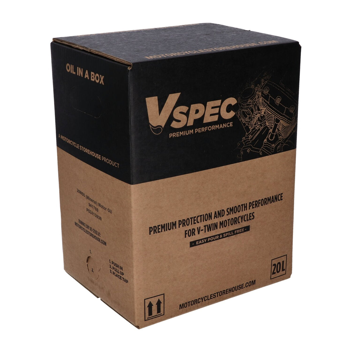 Vspec, 20W50 (Mineral) motor oil. 20 liter box