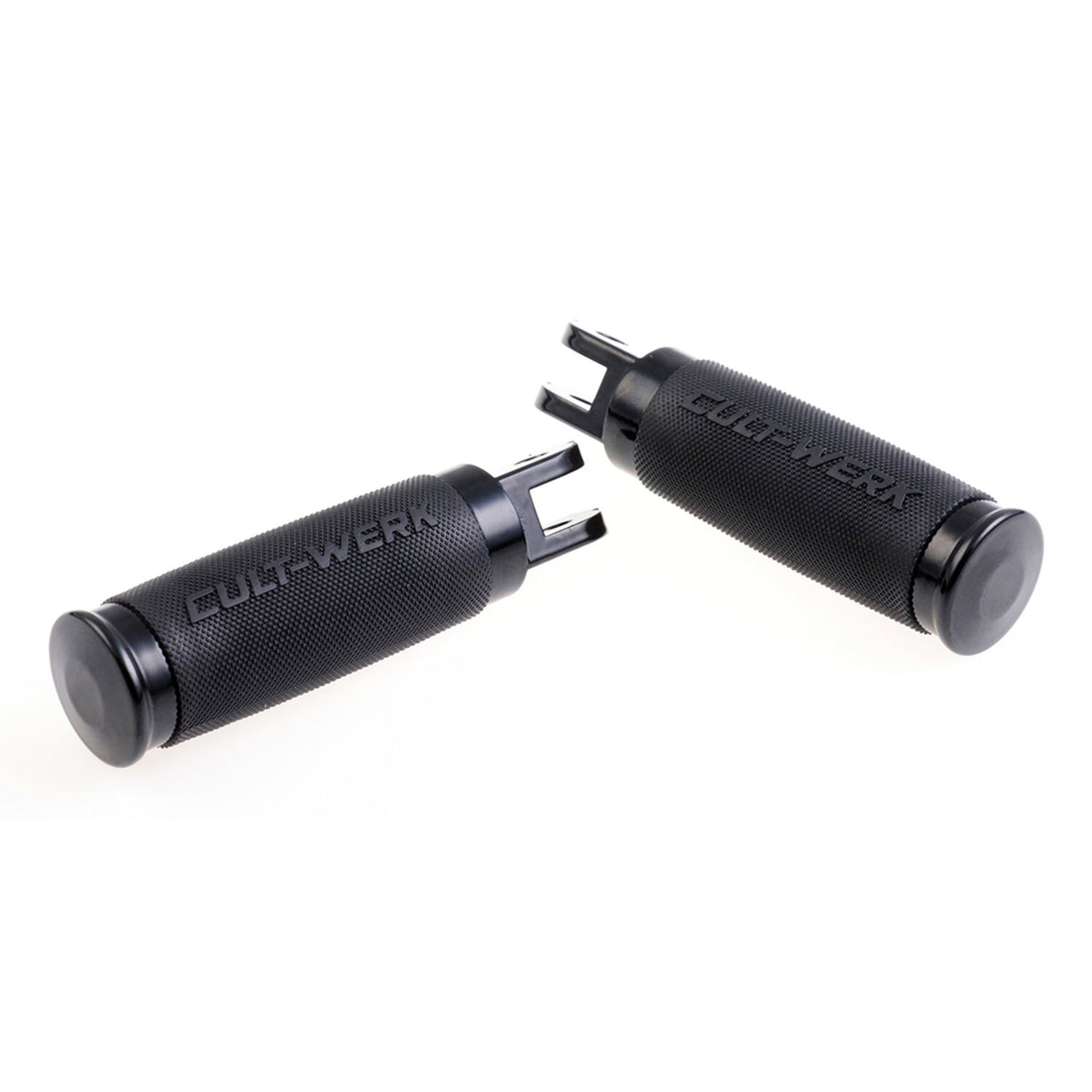 Cult-Werk, 'Racing' rider foot peg set. Gloss black