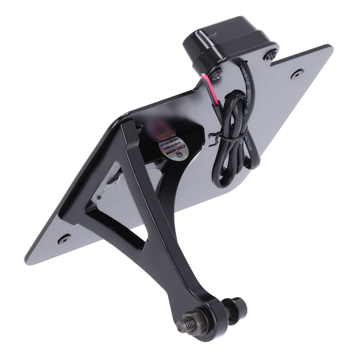 Cult-Werk, side mount license plate bracket, black. CH