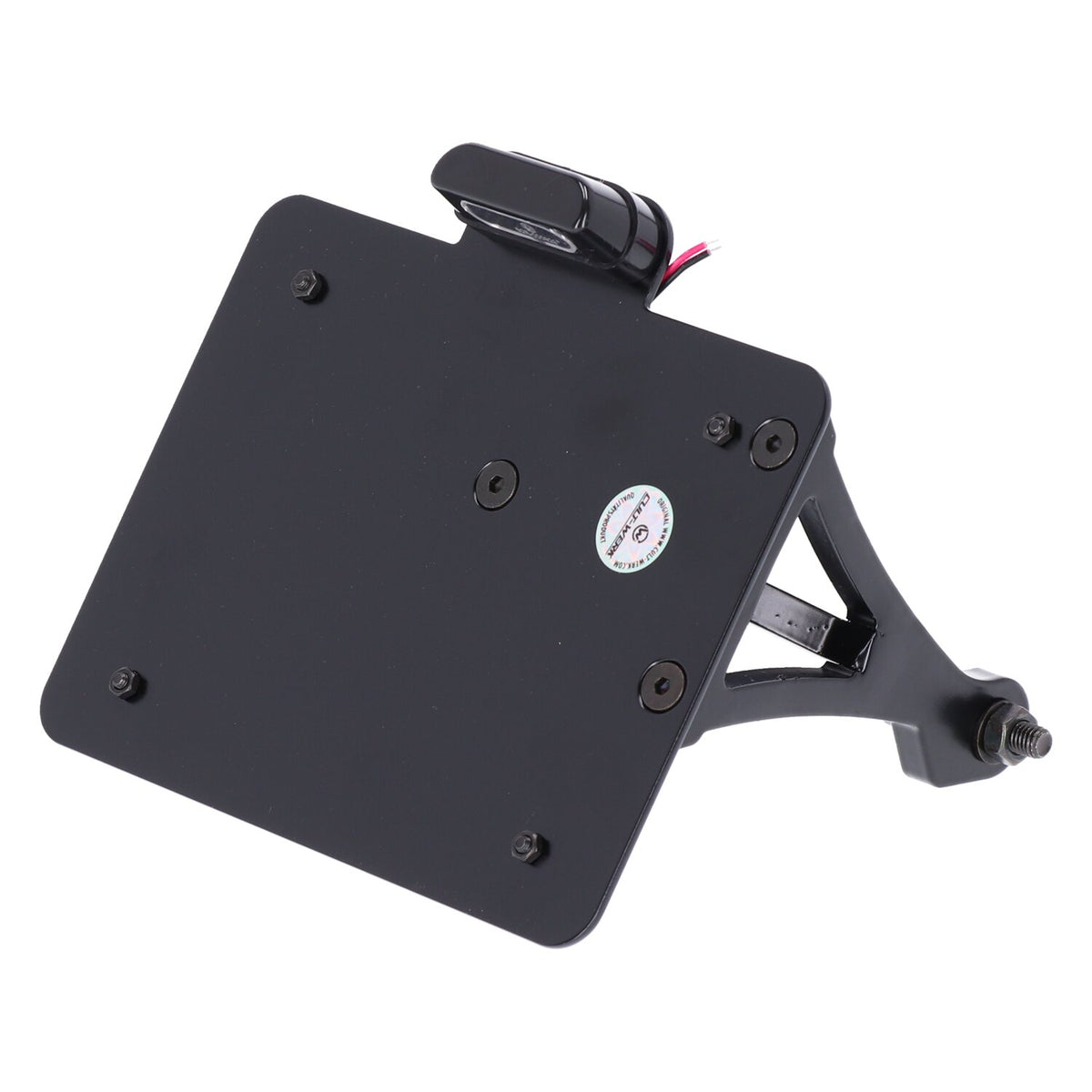 Cult-Werk, side mount license plate bracket, black. CH