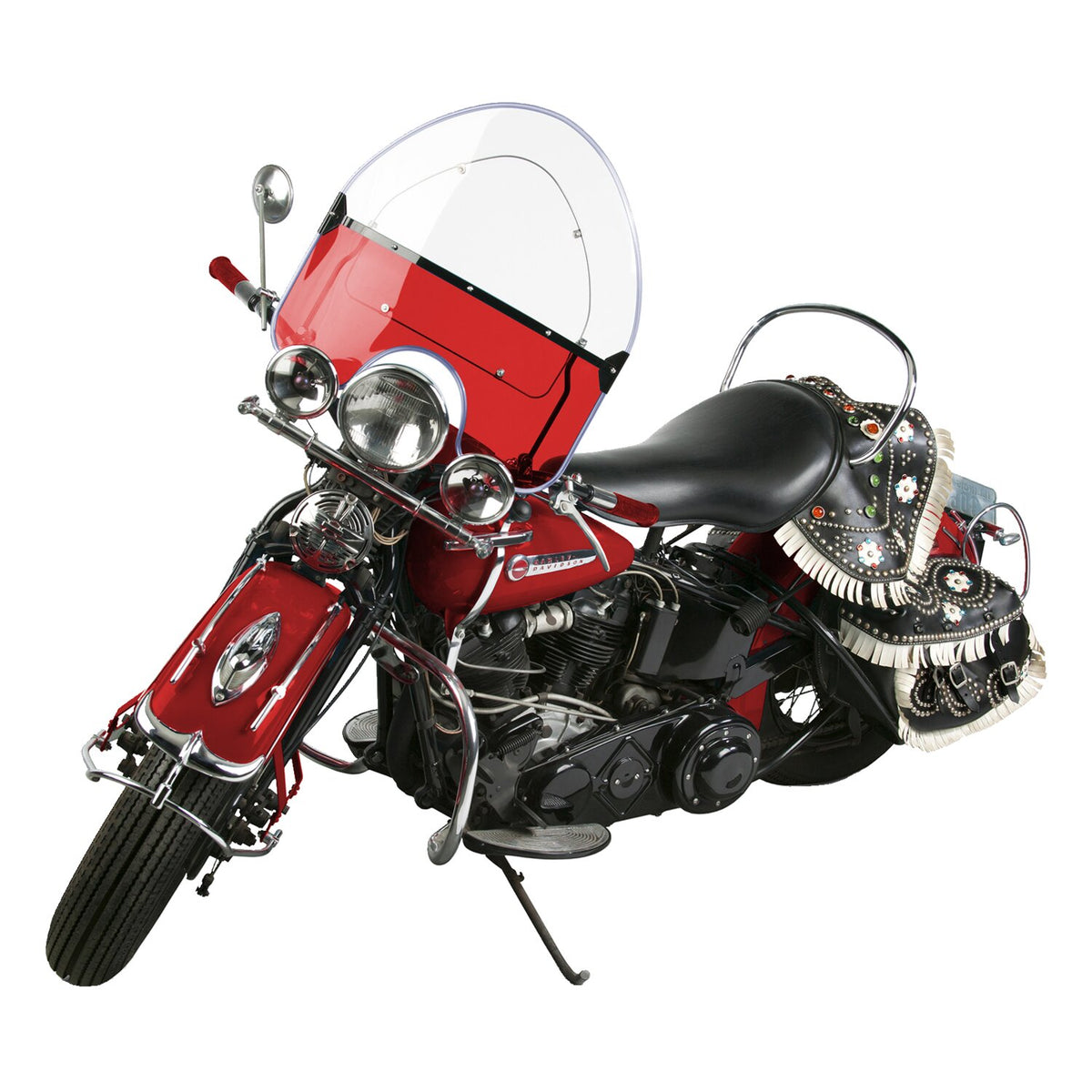 NC, 'Vintage' reproduction beaded windshield. Red lower