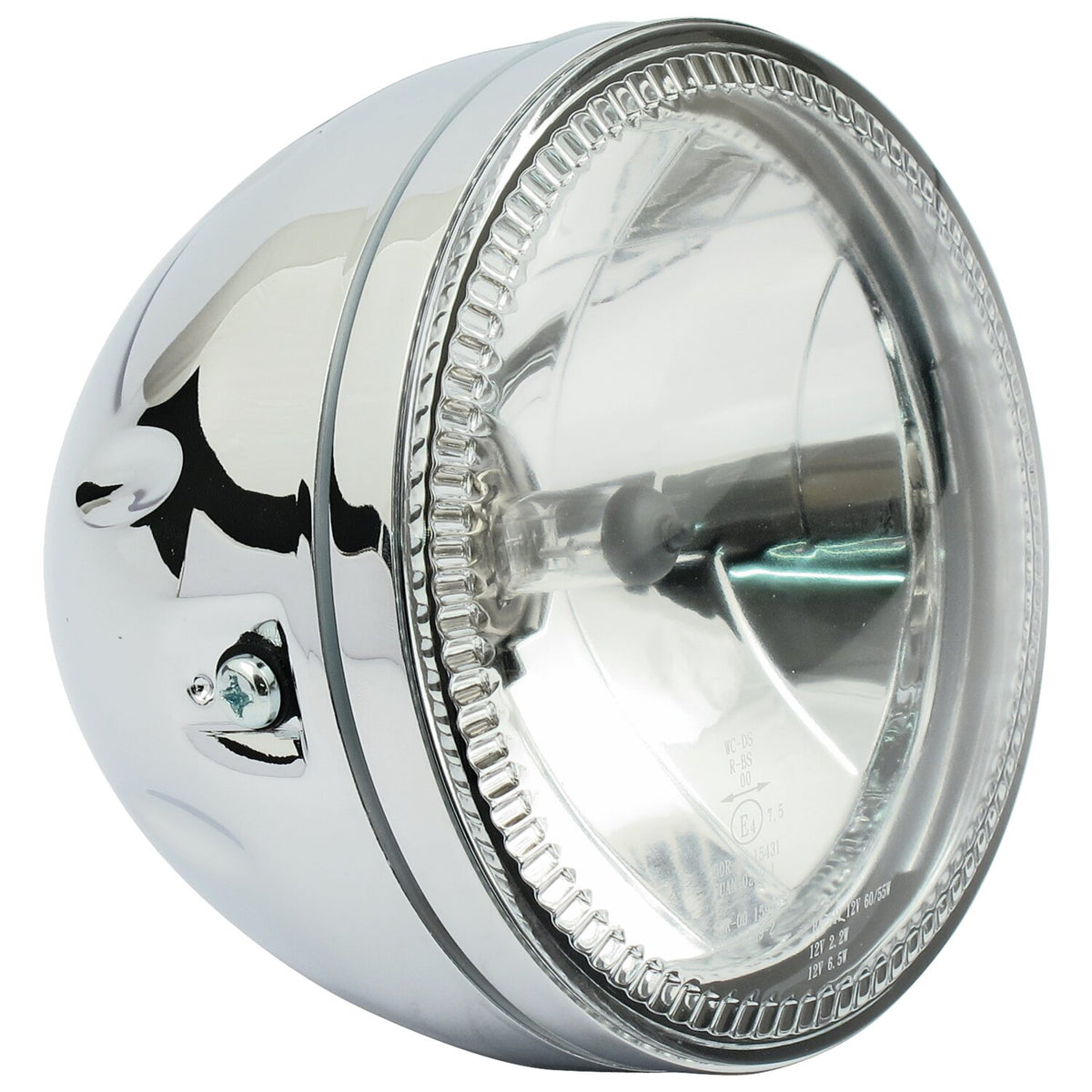 Skyline, 5-3/4" H4 headlamp. side mount. Chrome