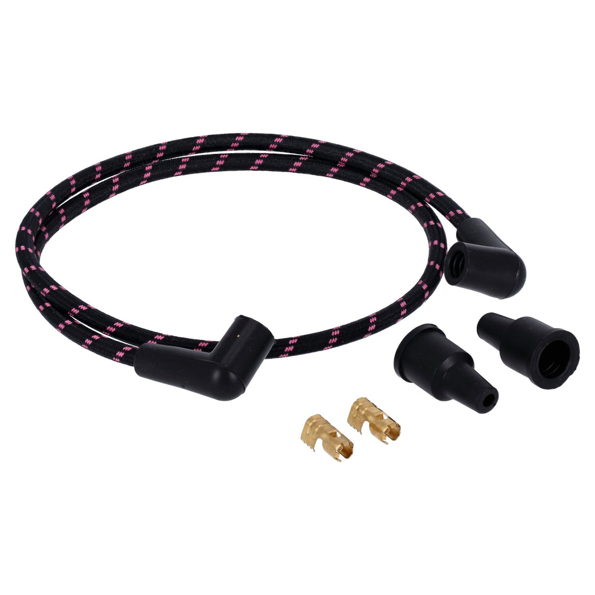 Universal 40" spark plug wire set. Cotton cloth pink/black