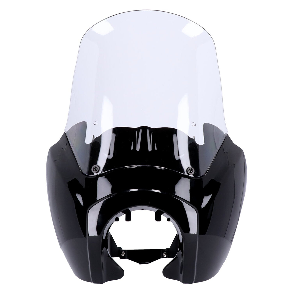 Headlamp fairing. Gloss black. Clear windshield