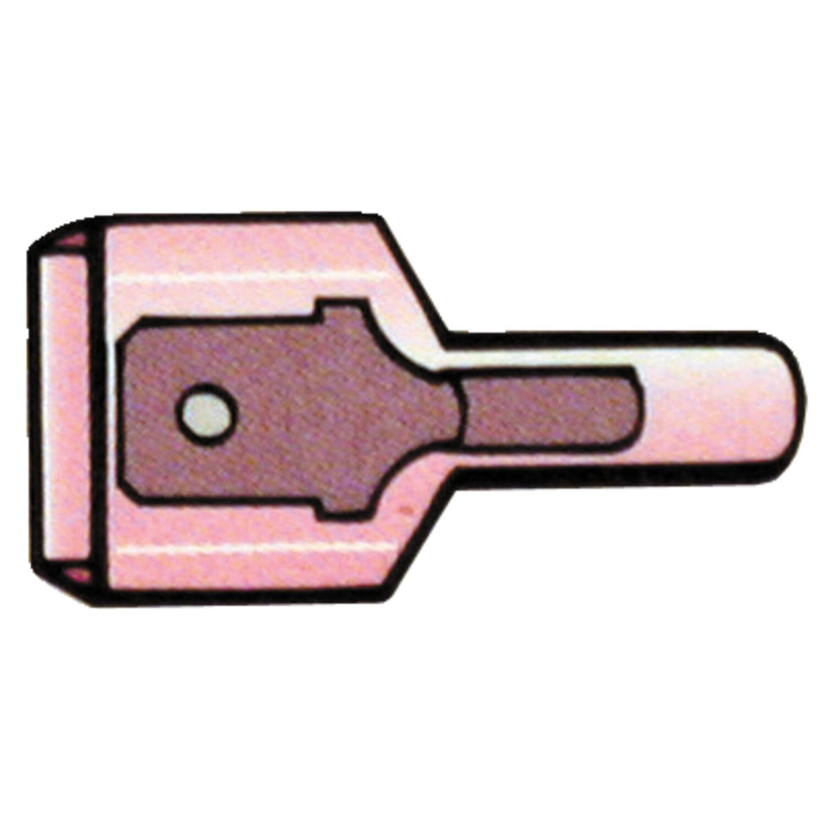 Connectors, slide-on terminal Nylon, crimp. Red 1/4" male