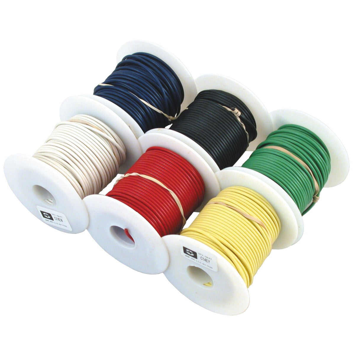 Wire on spool, 14 gauge. 100 ft. Blue