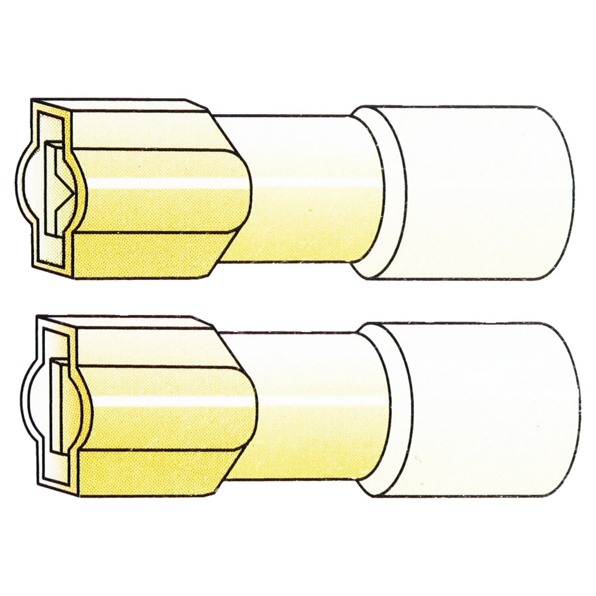 Connectors, Slide-On terminal, crimp/shrink. Yellow, 1/4"