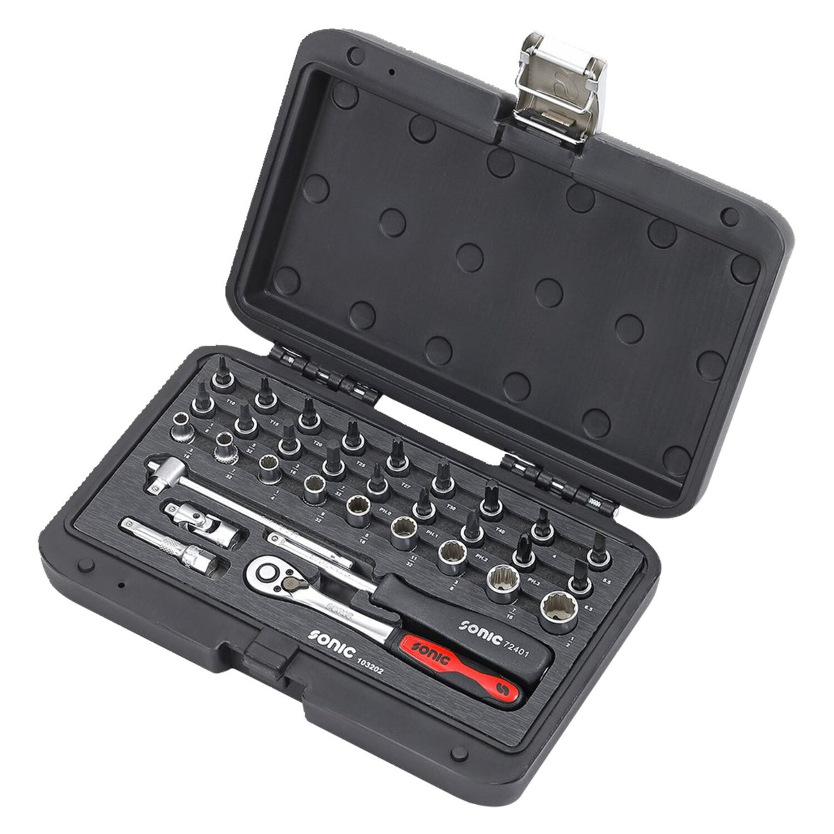Sonic, Combination socket set 1/4'', 32-piece. US/SAE sizes