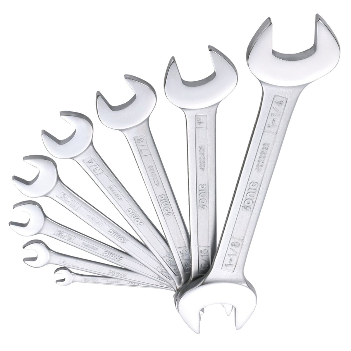 Sonic, open end wrench set. 8-piece. US/SAE