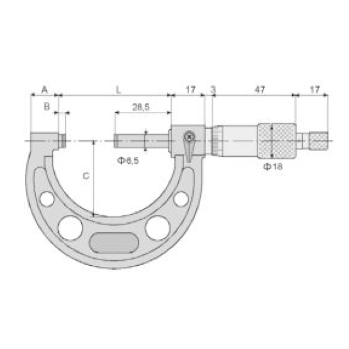 MIB, outside micrometer, DIN 863. 0-25mm