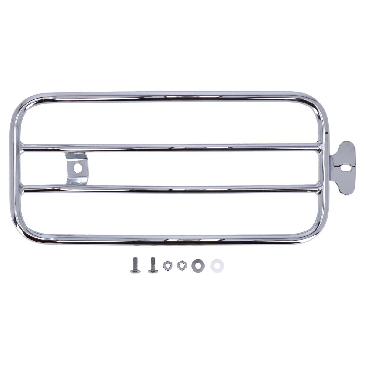Solo seat luggage rack, 7". Chrome