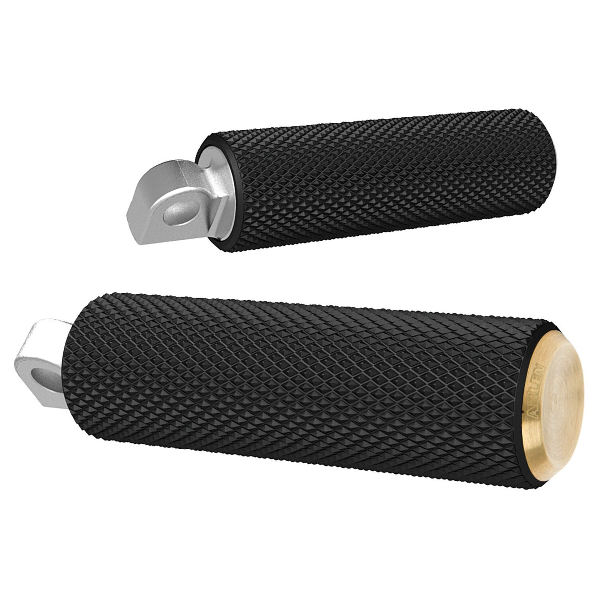Arlen Ness,  Fusion foot pegs, Knurled. Brass end caps