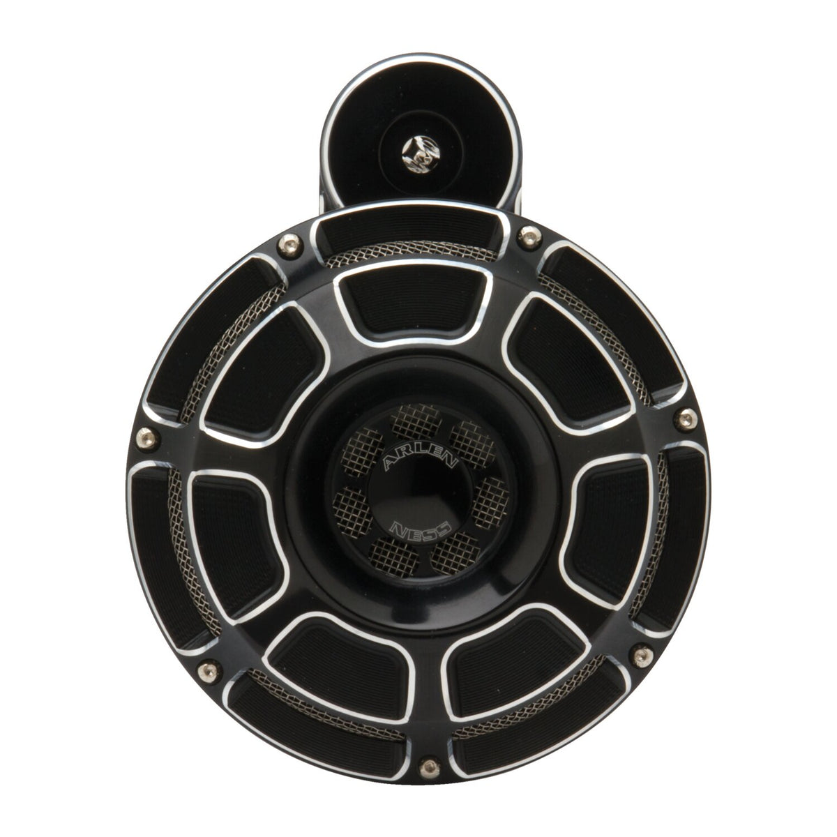 Arlen Ness, billet horn kit, Beveled. Black CC