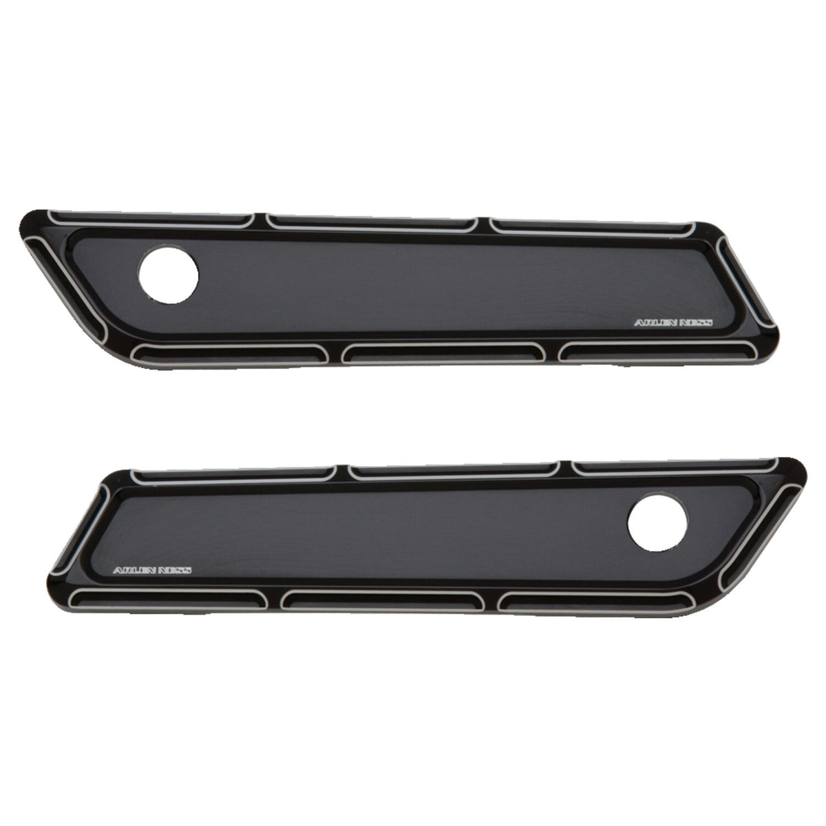 Arlen Ness, saddlebag latch cover set. Beveled, black CC