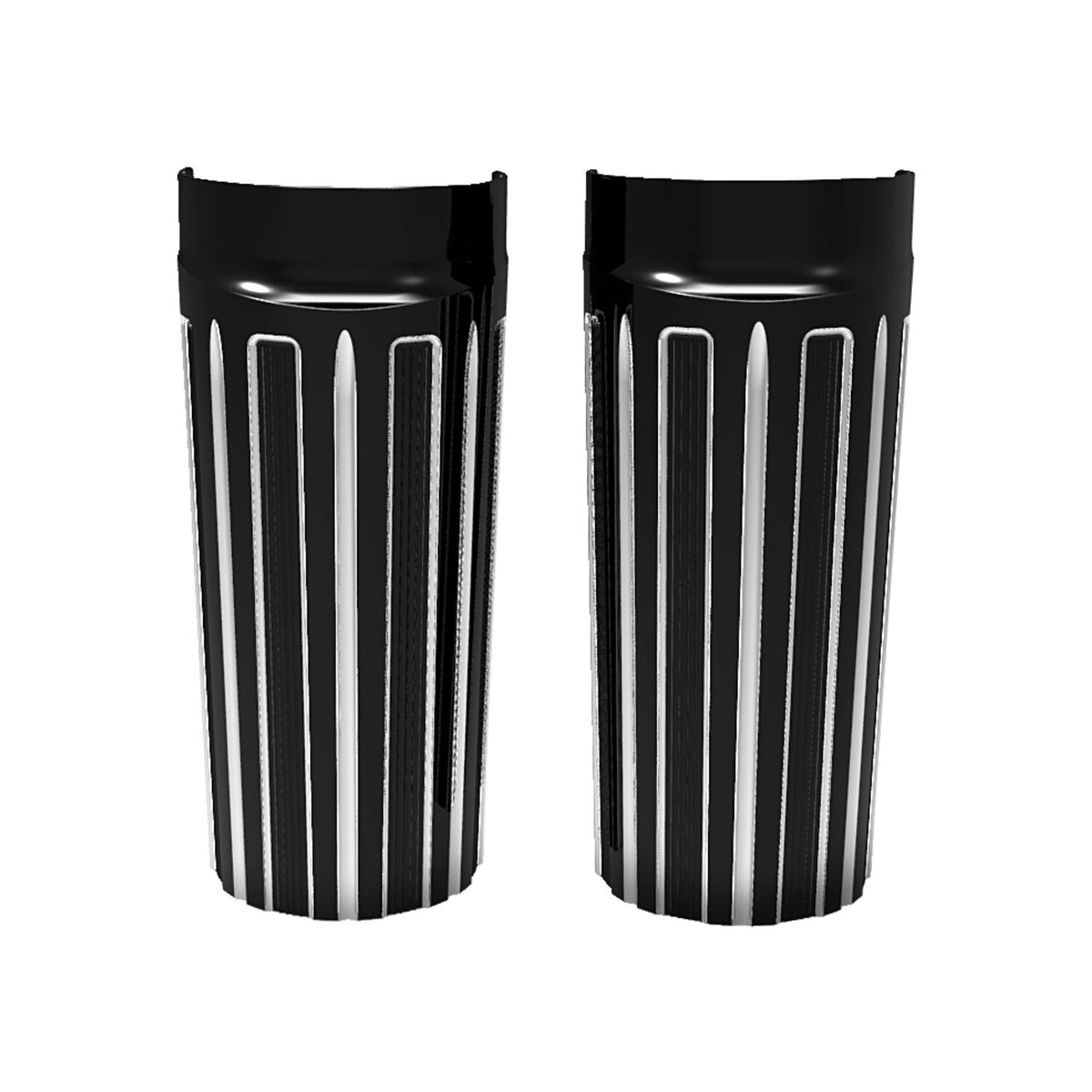 Arlen Ness, fork boots 10-Gauge +2". Black contrast machined