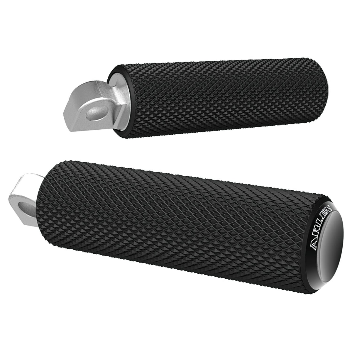 Arlen Ness,  Fusion foot pegs, Knurled. Black end caps