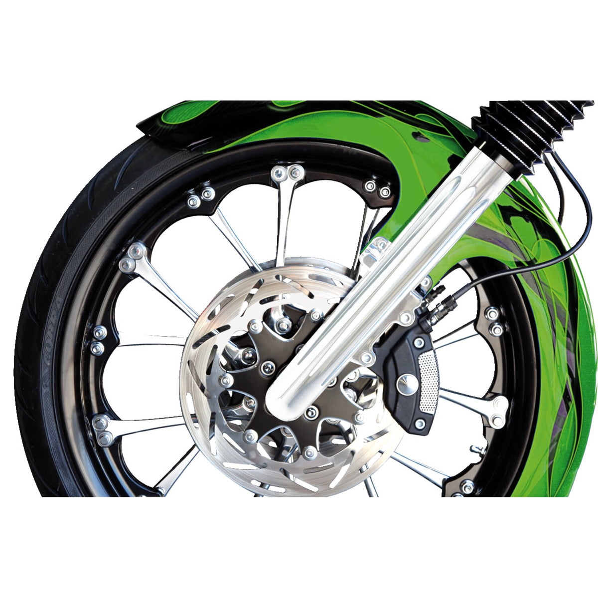 Arlen Ness, 49mm hot legs dual disc deep cut, chrome