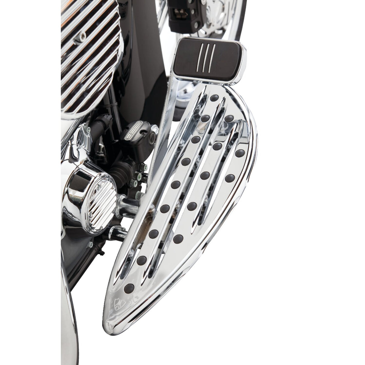 Arlen Ness, 83-17 Deep Cut rider floorboards. Chrome