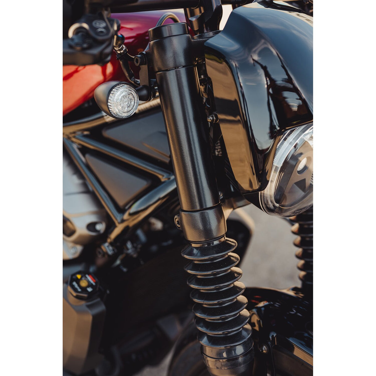 Cult-Werk, 2-piece fork tube cap bolt cover kit. Black