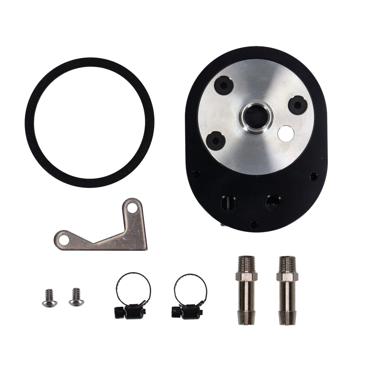 Jagg, offset oil filter adapter with VRP. Black
