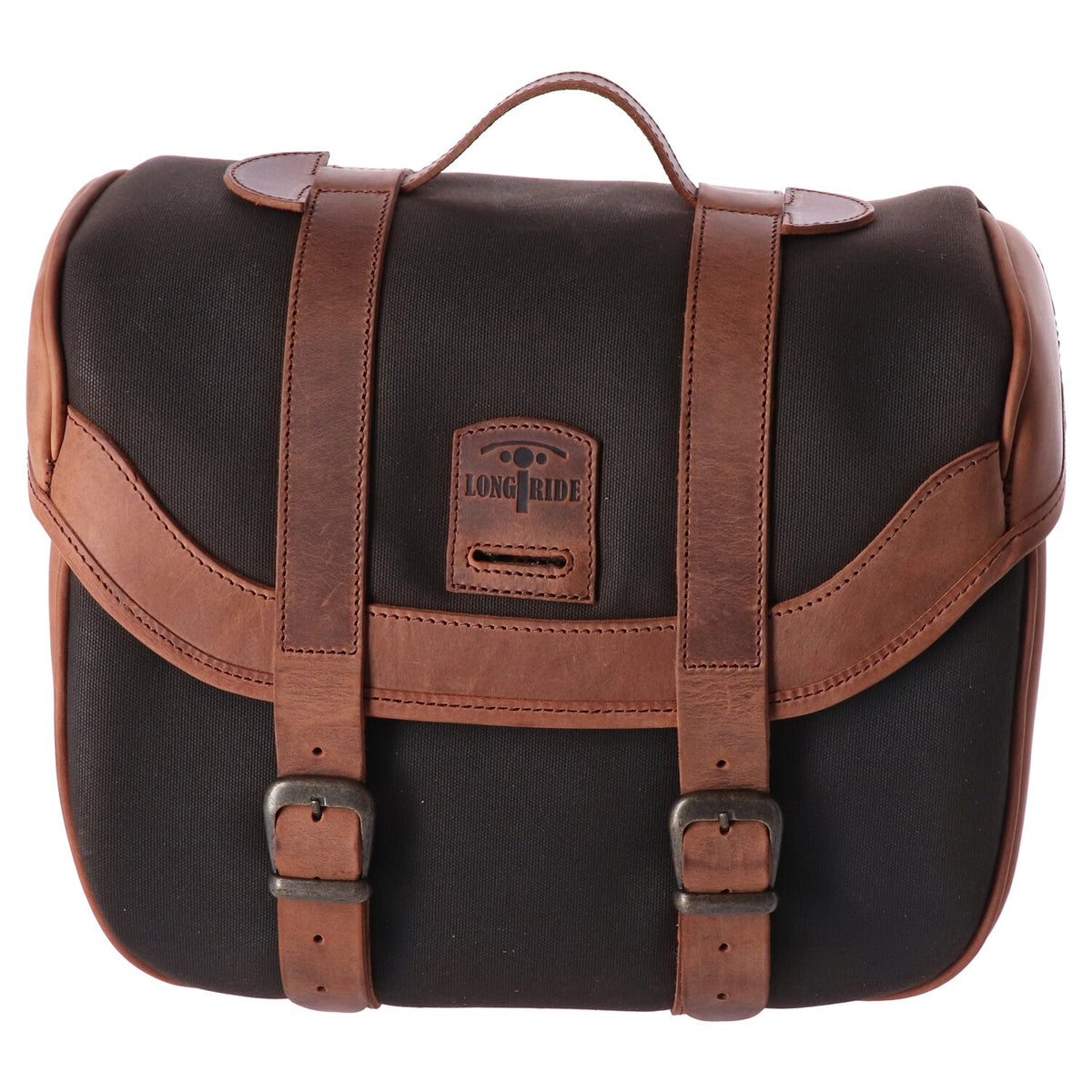 Longride, click-on Retro saddlebag waxed cotton. Khaki