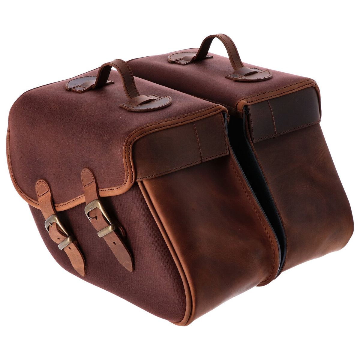 Longride, waxed cotton saddlebags. Brown