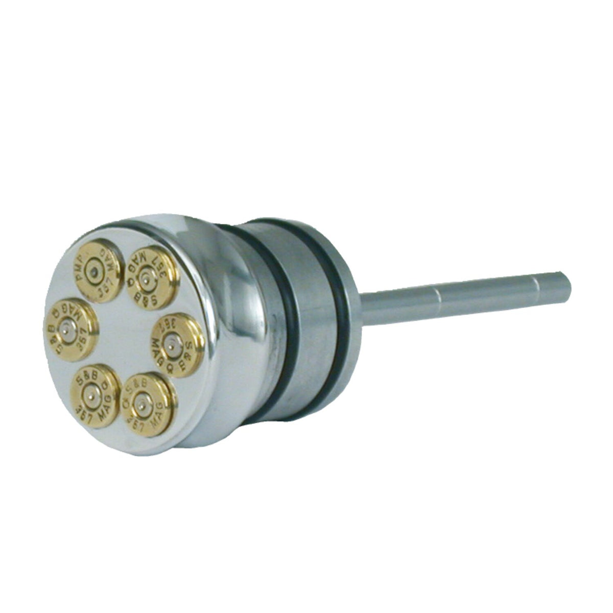 CVP, oil tank fill plug, with dipstick. Bullet. Polished