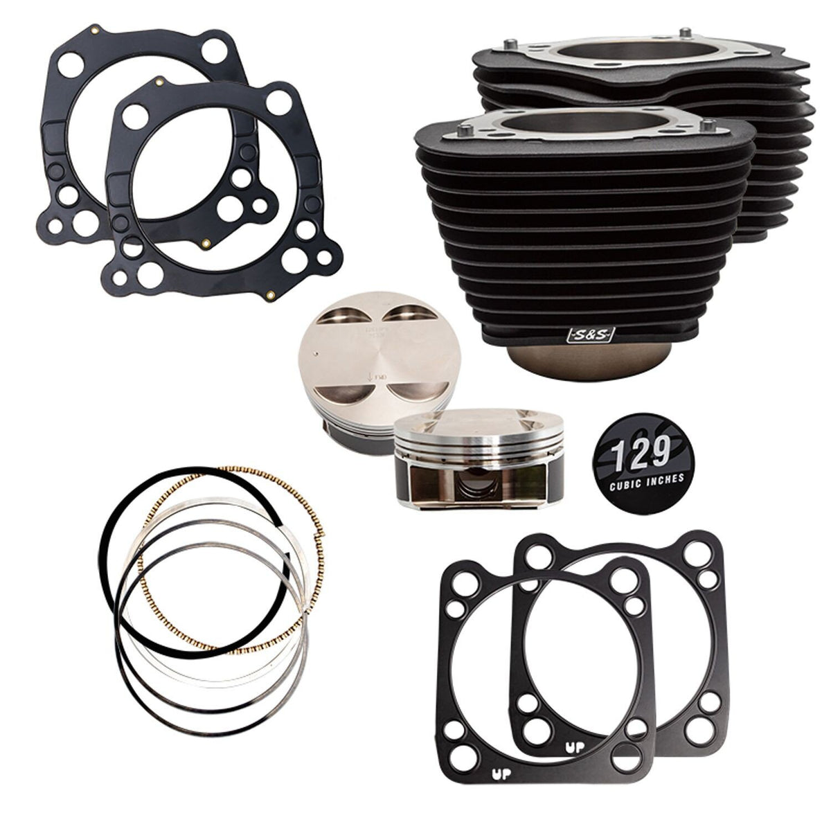 S&S, 129" big bore kit. Black cylinders