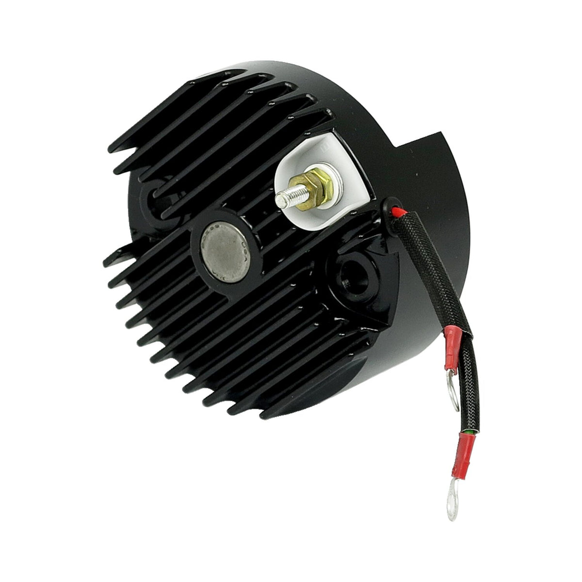 Solid-state 12-v voltage finned regulator. Black