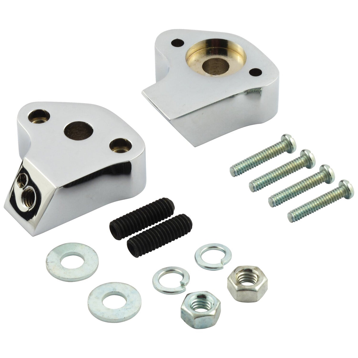Shorty turn signal mount bracket set, rear. Chrome