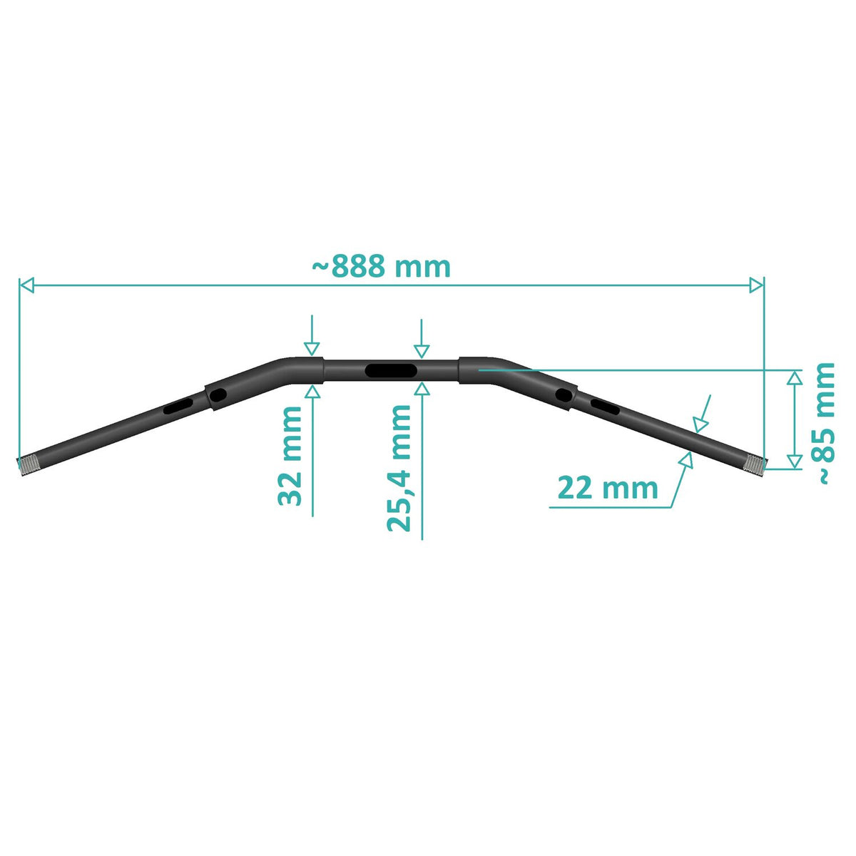Killer Custom, 1-1/4" Fat Drag handlebar. Black