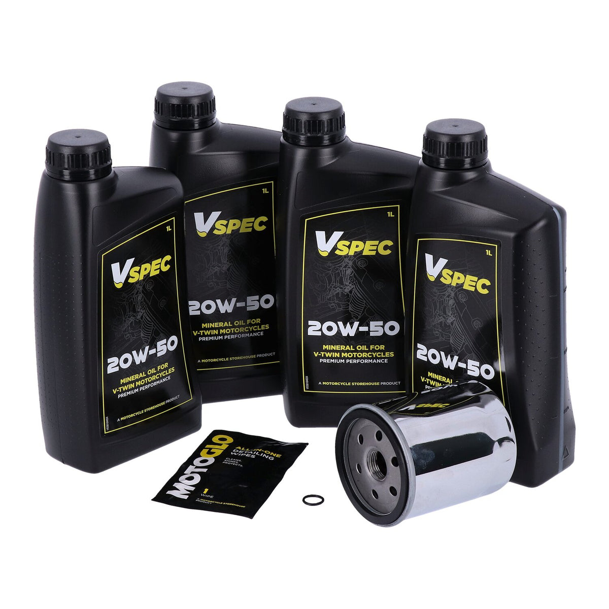 MCS, engine oil service kit. Chrome. 4L. 20W50 Mineral